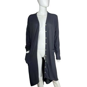 Naggoo Women’s Lightweight Gray Long Cardigan with Button Front